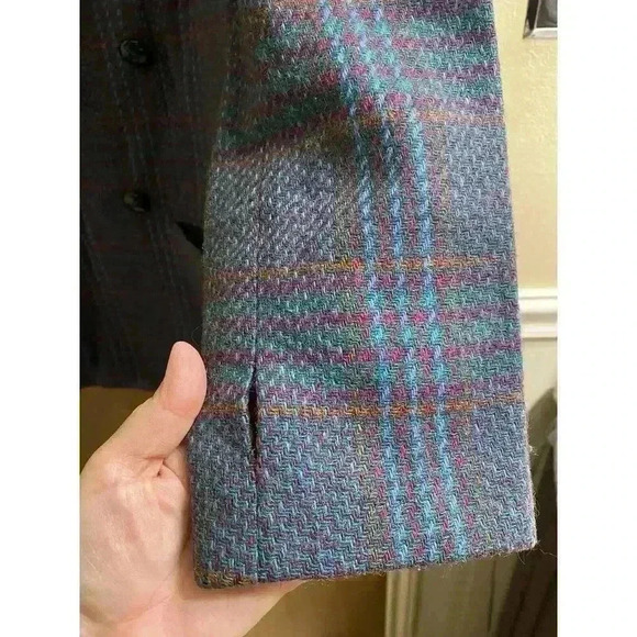 Giorgio Sant Angelo Blazer Jacket 12 Plaid Houndstooth Wool Double Breasted - Picture 16 of 16